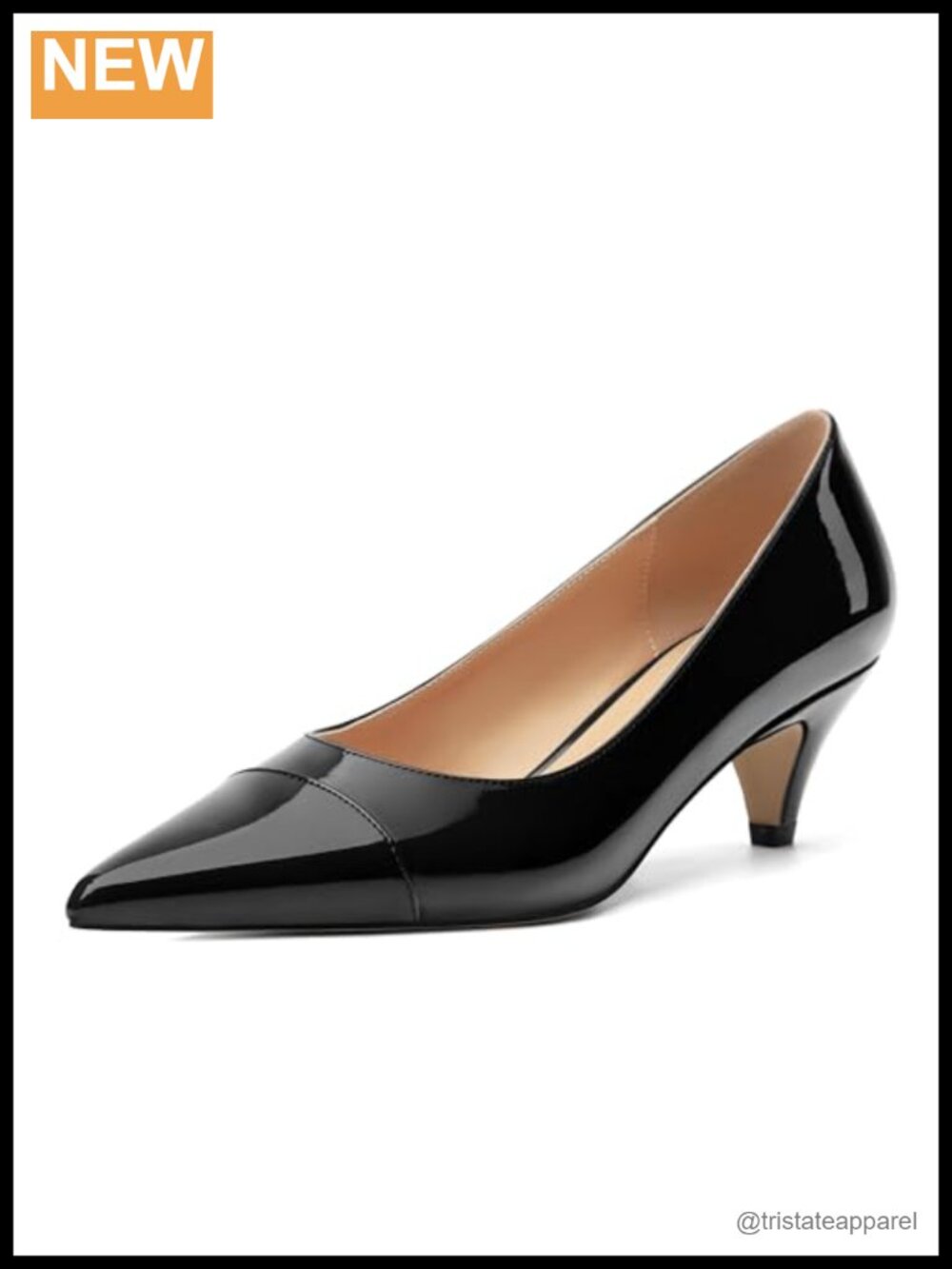 Women's Kitten Heel Pumps Pointed Toe Slip On Patent Leather Dressy Shoes